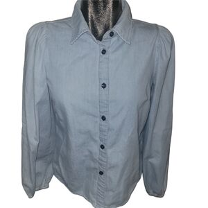 Tribal Jeans Light Blue Button-Up Puffed Sleeve Shirt XS